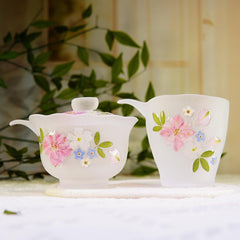 Gradient Pink Butterfly Glass Cup | Real Preserved Flowers, Botanical Tea Mug