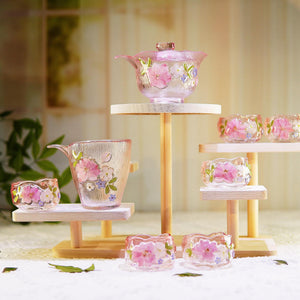 Handcrafted Gradient Pink Butterfly Glass Cup with Preserved Flowers