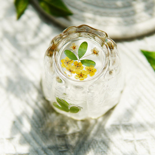 Handmade Preserved Flower Glass Mug | Eco Resin Floral Drinkware, Tea Coffee Gift