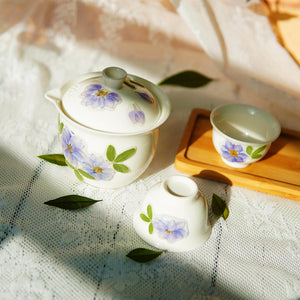 Handcrafted Porcelain Flower Teapot Set — Eco Real Pressed Flower Tea Cups
