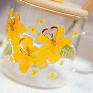 Handcrafted Glass Floral Mug with Real Pressed Flowers