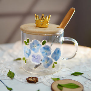Handcrafted Glass Floral Mug with Real Pressed Flowers
