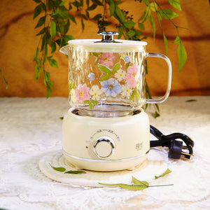 Handcrafted Floral Glass Electric Tea Cup Set