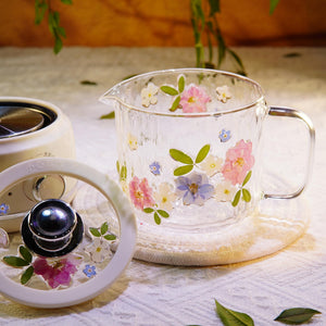 Handcrafted Floral Glass Electric Tea Cup Set
