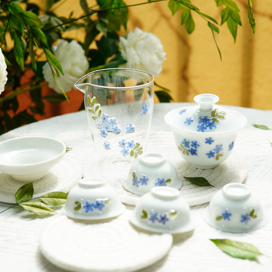 Handcrafted Bone China Fairness Pitcher with Real Preserved Flowers