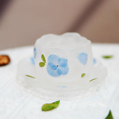 Handmade Glass Tea Cup Set with Preserved Peacock Hydrangea â€?Eco Floral Art Teaware