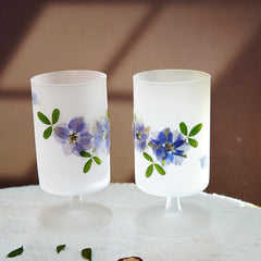 Handmade Frosted Glass Gaiwan Set with Real Preserved Flowers â€?Eco Resin Floral Tea Cup