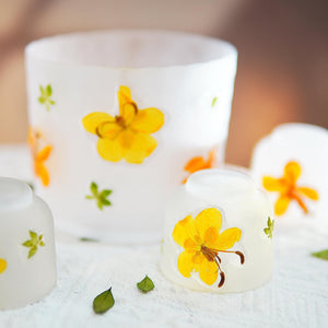 Handcrafted Pressed Flower Sake Set, Botanical Glass Carafe & Cups