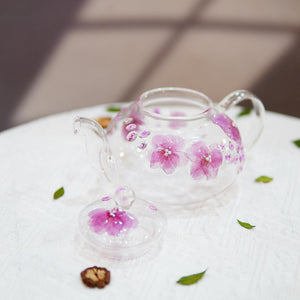 Handcrafted Pressed Flower Glass Teapot and Cup Set — Botanical Tea Gift