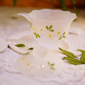 Handcrafted Lotus Teapot Cup Set, Frosted Glass