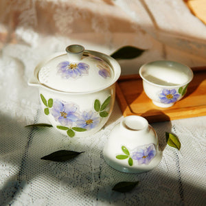 Handcrafted Porcelain Flower Teapot Set — Eco Real Pressed Flower Tea Cups