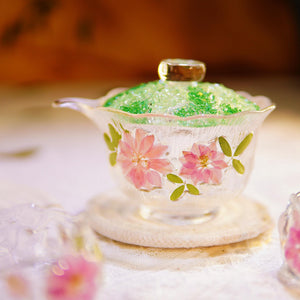Handcrafted Green Crystal Lotus Glass Tea Cup — Real Flower Encased Mug