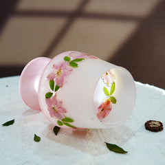 Handcrafted Pink Ombre Stem Glass with Preserved Flowers | Eco Resin Floral Drinkware