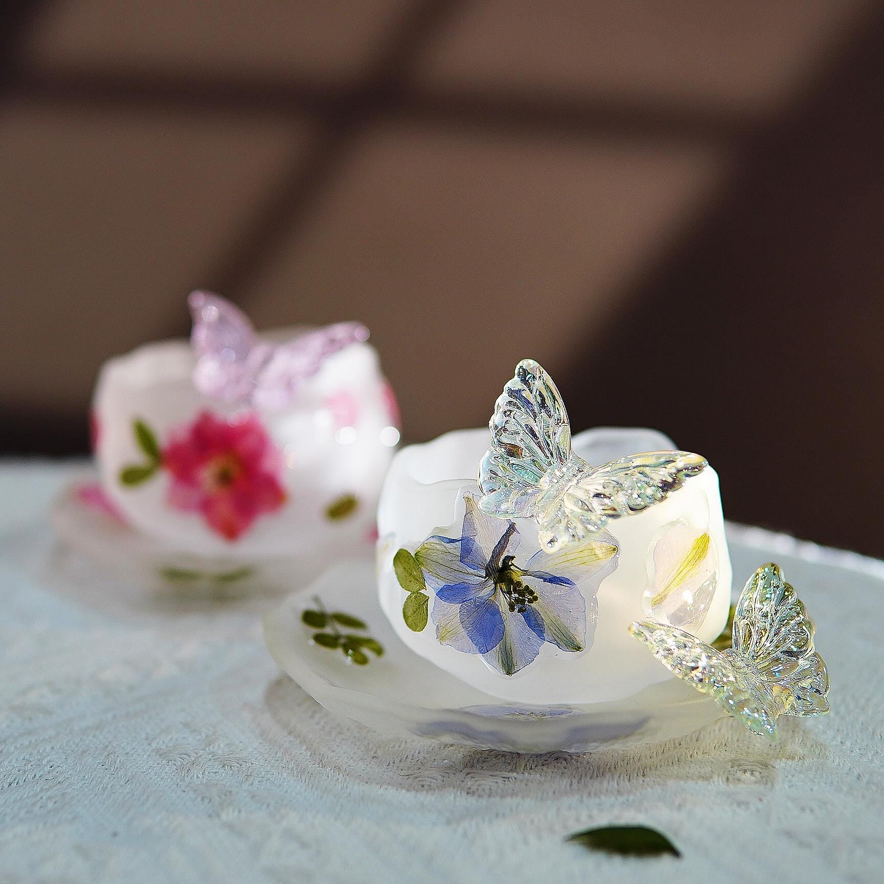 Handcrafted Pressed Flower Tea Cup Set, Real Petal Resin Master Cup & Saucer