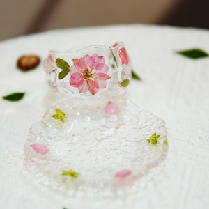 Handcrafted Cherry Blossom Glass Tea Cup