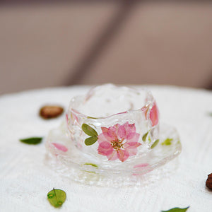 Handcrafted Cherry Blossom Glass Tea Cup