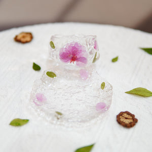 Handcrafted Peach Blossom Glass Tea Cup