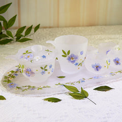 Handmade Eco Resin Tea Cup with Real Flower Petals, Frosted Purple Glass, Unique Floral Tea Set, Gift for Tea Lovers