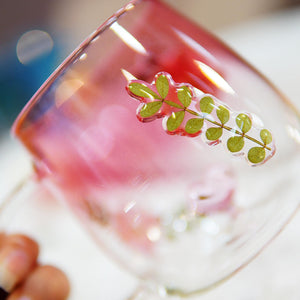 Handcrafted Pressed Flower Glass Mug – 400 ml Heat-Resistant Cup