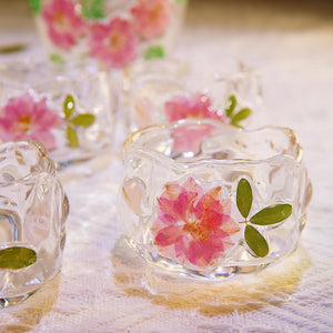 Handcrafted Green Crystal Lotus Glass Tea Cup — Real Flower Encased Mug
