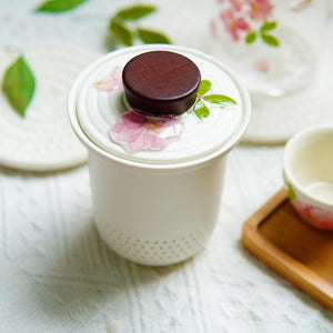 Handcrafted Frosted Porcelain Tea Set — Real Preserved Flower Cups, Portable Kit
