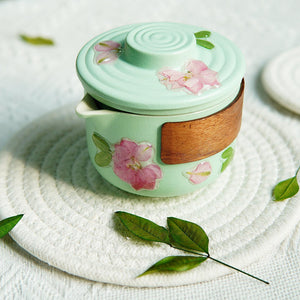 Handcrafted Travel Tea Set — Real Flower Encased Porcelain Cups
