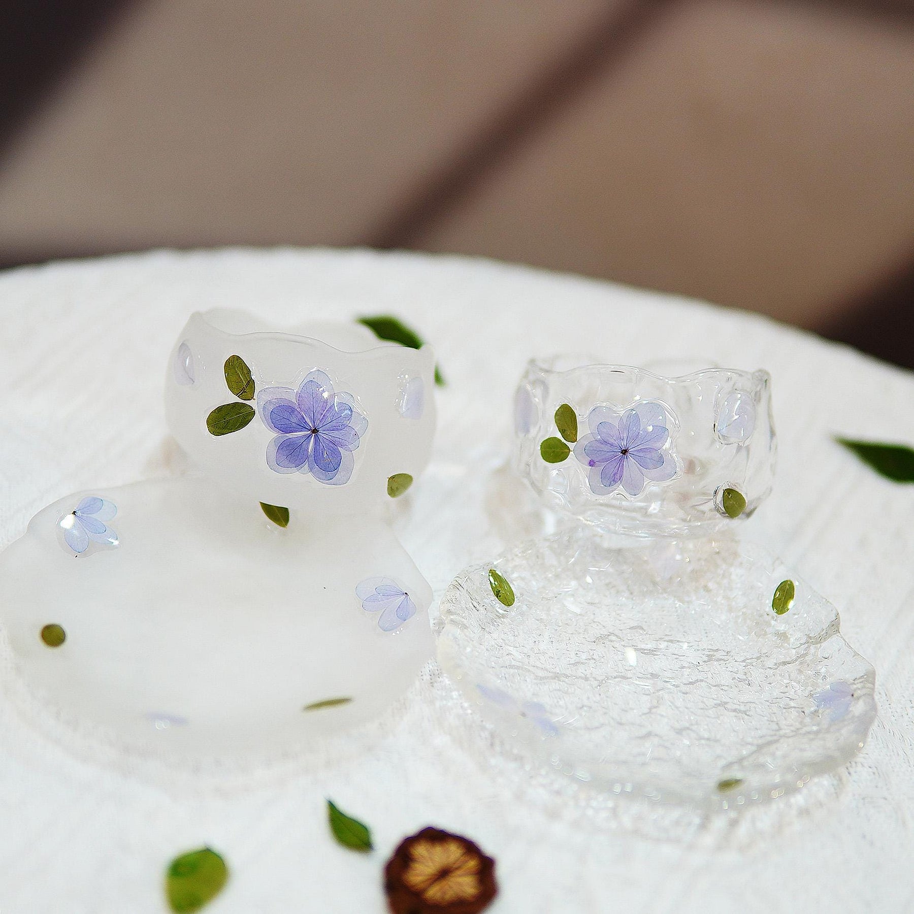 Handcrafted Floating Flower Teacup Set