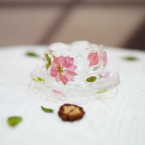 Handcrafted Cherry Blossom Glass Tea Cup