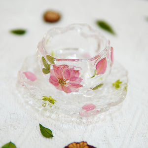 Handcrafted Cherry Blossom Glass Tea Cup