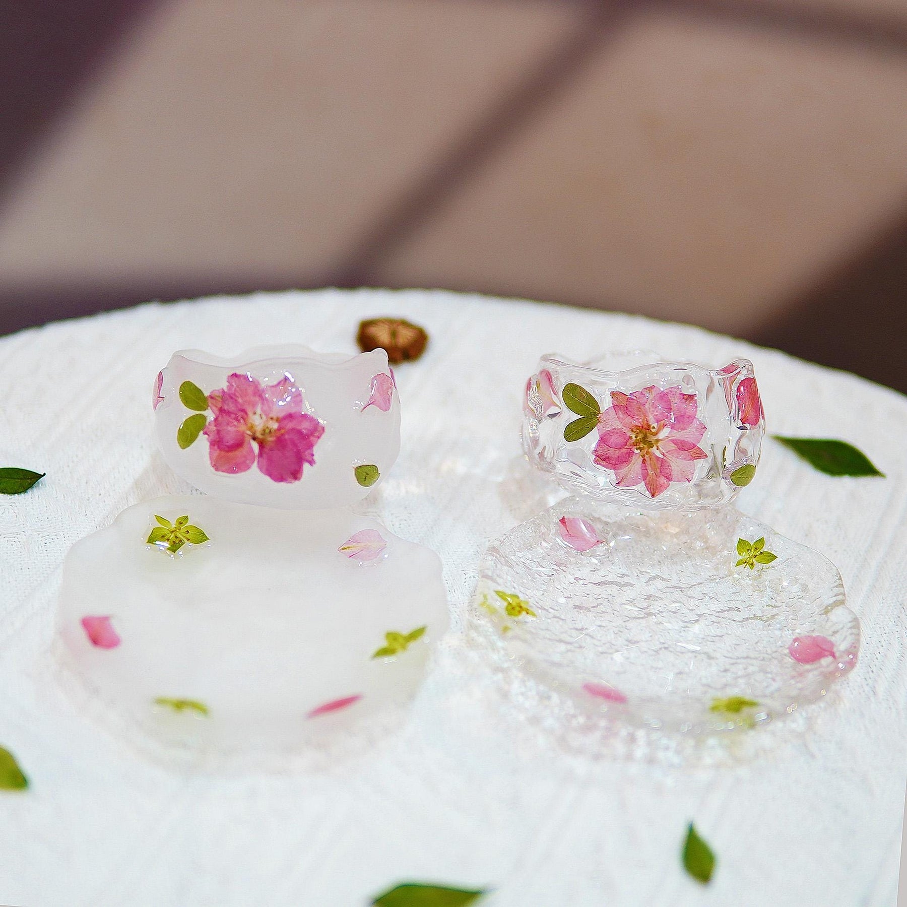 Handcrafted Cherry Blossom Glass Tea Cup