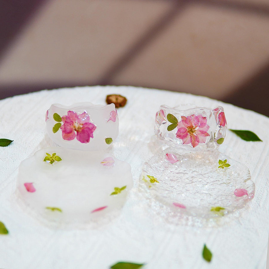 Handcrafted Cherry Blossom Glass Tea Cup