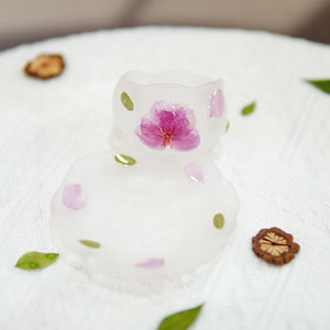 Handcrafted Peach Blossom Glass Tea Cup