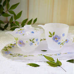 Handmade Eco Resin Tea Cup with Real Flower Petals, Frosted Purple Glass, Unique Floral Tea Set, Gift for Tea Lovers