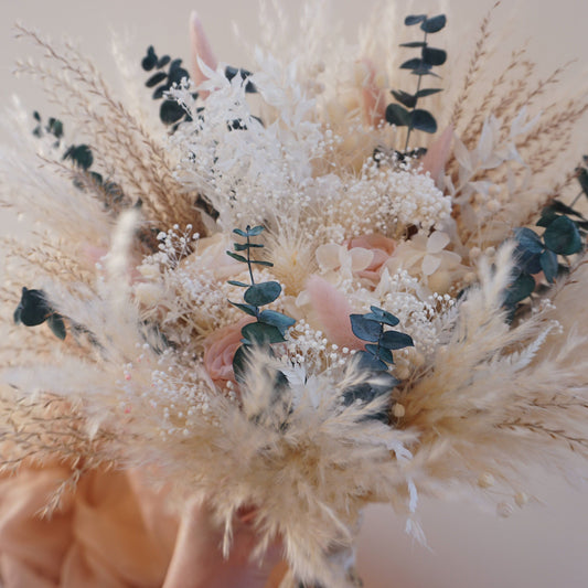 Bespoke Bridal Dusty Pink & preserved rose Bouquet/Bridesmaid Bouquet/Flowergirl