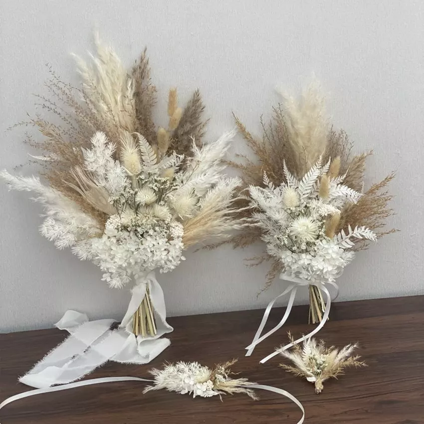 Bridal Bouquet |Bridesmaid,Dried flower Crown | Boho Wedding Flowers