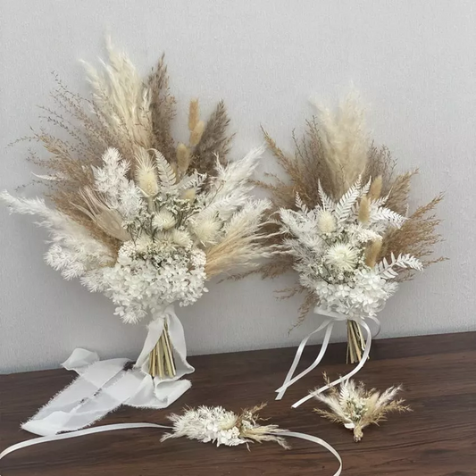 Bridal Bouquet |Bridesmaid,Dried flower Crown | Boho Wedding Flowers