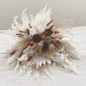 Copper and Babies Breathe Dried Bridal bouquet,Dry Flower bouquet / Rustic Boho Bridesmaid bouquet / Wildflower bouquet
