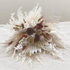 Copper and Babies Breathe Dried Bridal bouquet,Dry Flower bouquet / Rustic Boho Bridesmaid bouquet / Wildflower bouquet