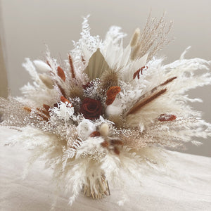 Copper and Babies Breathe Dried Bridal bouquet,Dry Flower bouquet / Rustic Boho Bridesmaid bouquet / Wildflower bouquet