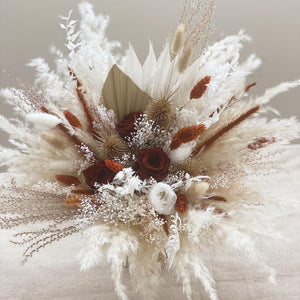 Copper and Babies Breathe Dried Bridal bouquet,Dry Flower bouquet / Rustic Boho Bridesmaid bouquet / Wildflower bouquet