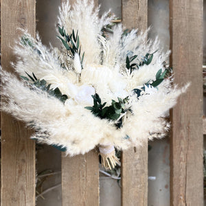 Pampas grass bouquet, Eucalyptus bouquet, large wedding bouquet, bridal bouquet, boho wedding flowers