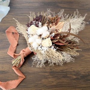 Gold color roses bouquet, unique design preserved wedding flowers, bunch for bride , eco natural boho wedding bridal handmade set