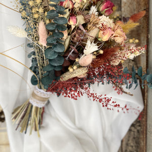 Dried Rose Bridal Bouquet /Dried Eucalyptus Bouquet/ Boho Wedding flowers/ Dried Flowers/ Bridesmaids Gift flower
