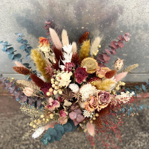Dried Rose Bridal Bouquet /Dried Eucalyptus Bouquet/ Boho Wedding flowers/ Dried Flowers/ Bridesmaids Gift flower