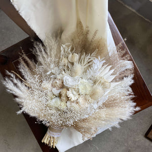 Dried Floral Bouquet , flower Bouquet,  White Wedding Bouquet, Boho Wedding,Cream color bouquet