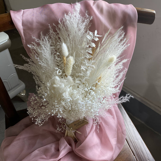 Dried Flower Bridal Bouquet |White, Beige Wedding Bouquets | Luxury Dried Flowers | Boho Wedding Dried Flowers