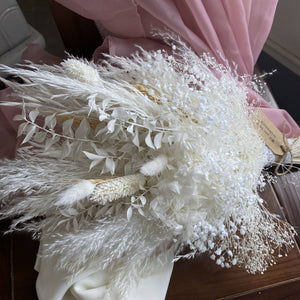 Dried Flower Bridal Bouquet |White, Beige Wedding Bouquets | Luxury Dried Flowers | Boho Wedding Dried Flowers
