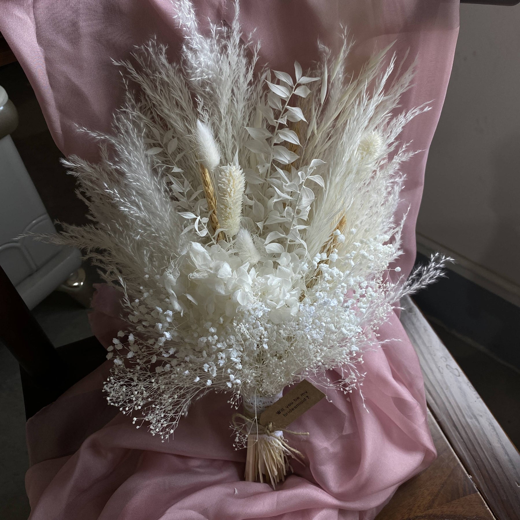 Dried Flower Bridal Bouquet |White, Beige Wedding Bouquets | Luxury Dried Flowers | Boho Wedding Dried Flowers