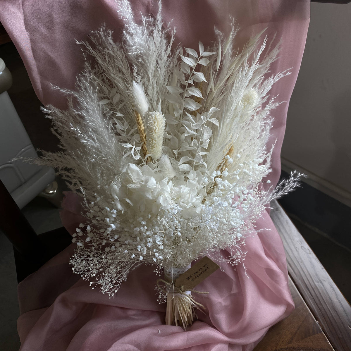 Dried Flower Bridal Bouquet |White, Beige Wedding Bouquets | Luxury Dried Flowers | Boho Wedding Dried Flowers