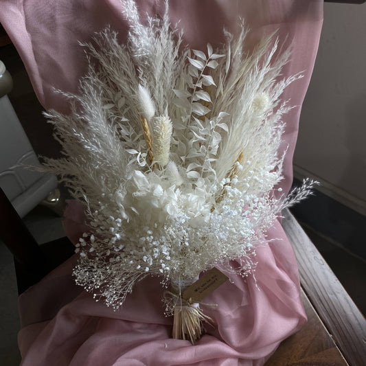 Dried Flower Bridal Bouquet |White, Beige Wedding Bouquets | Luxury Dried Flowers | Boho Wedding Dried Flowers